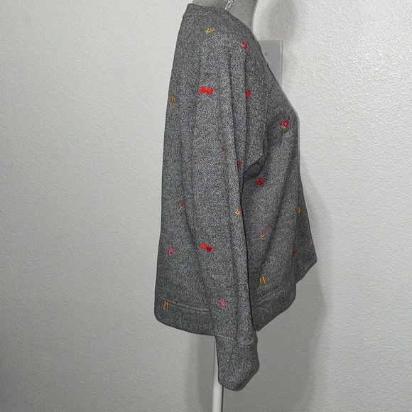 Lou & Grey For Loft Gray Embroidered Pullover Sweatshirt Size Small - Picture 4 of 7